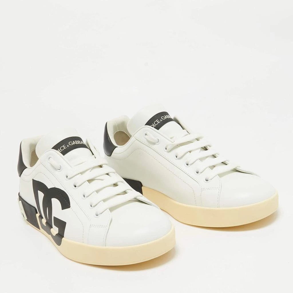 Dolce & Gabbana Dolce and Gabbana White/Blue Leather Portofino Royal Sneakers Size 42 4