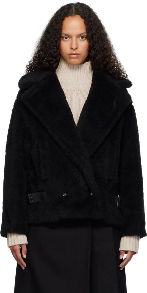 Max Mara Black Radice Faux-Fur Coat 1