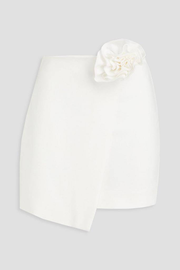 NICHOLAS Floral-appliquéd wrap-effect jersey mini skirt