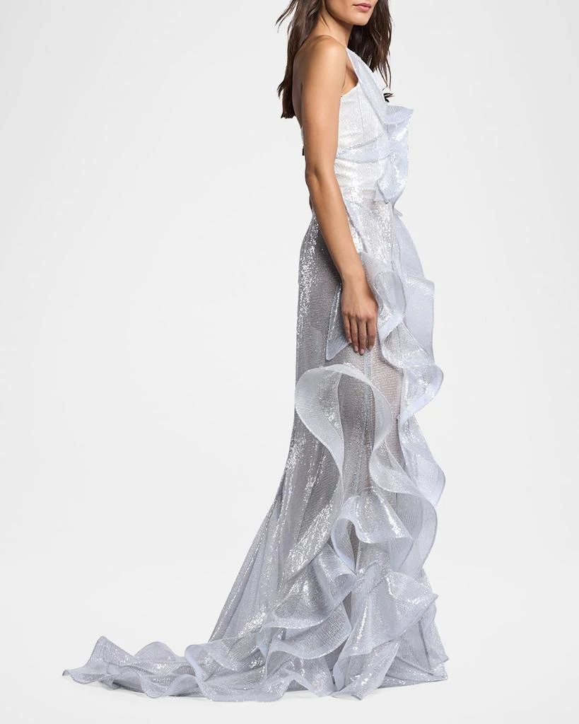 Maticevski Refraction Strapless Ruffle Sequin Trumpet Gown 4