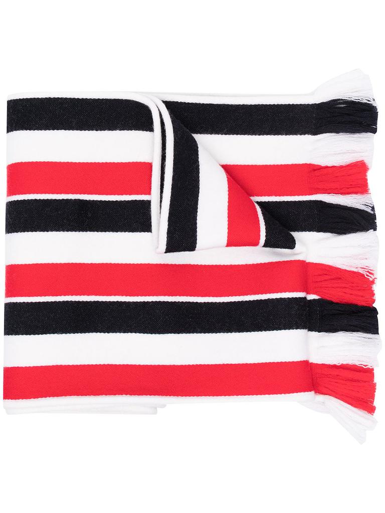 Thom Browne wool jacquard stripe fringe scarf - men