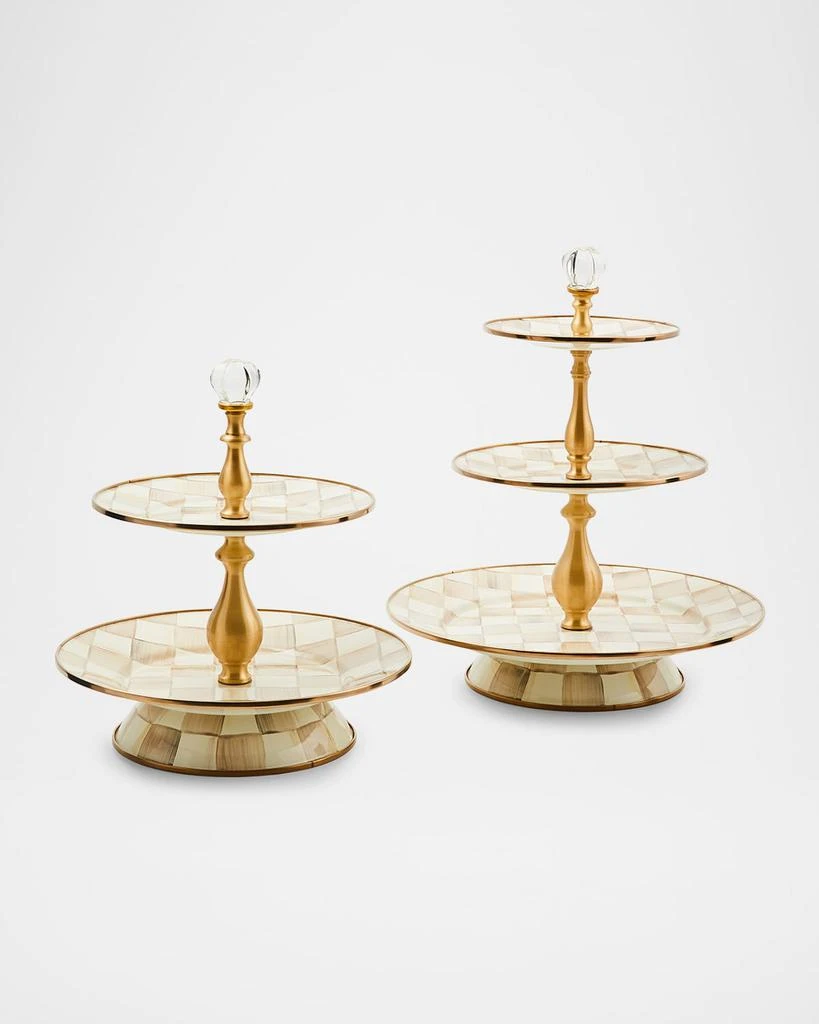MacKenzie-Childs Mocha Check Two-Tier Sweet Stand 3