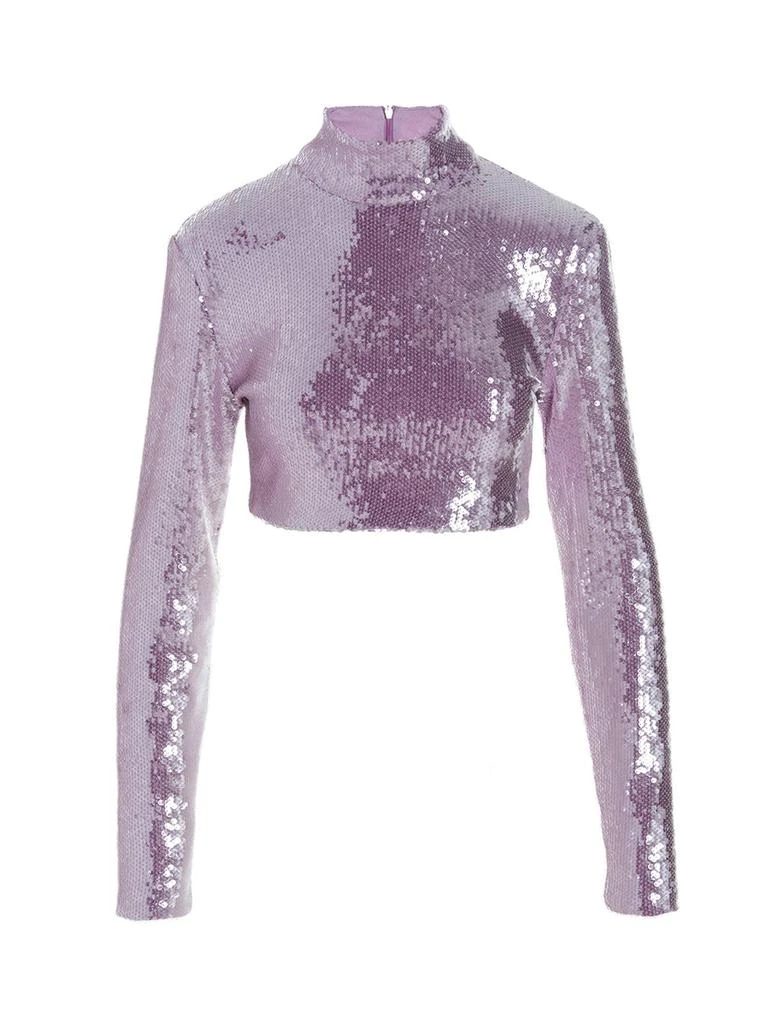 ROTATE Birger Christensen ROTATE Sequinned High-Neck Cropped Top 1