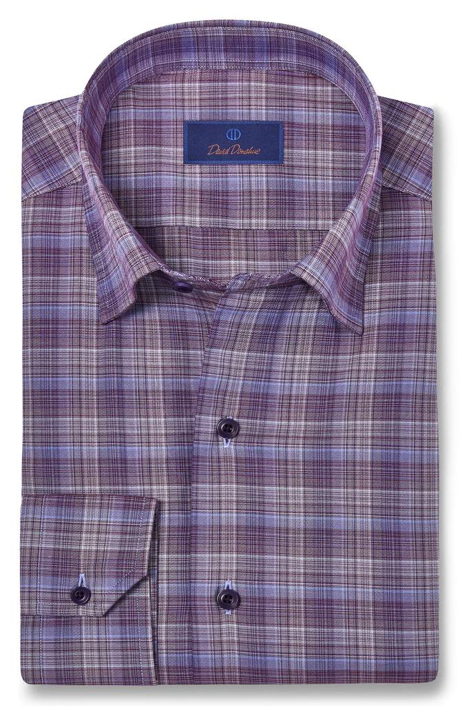 David Donahue Plaid Cotton Blend Sport Shirt