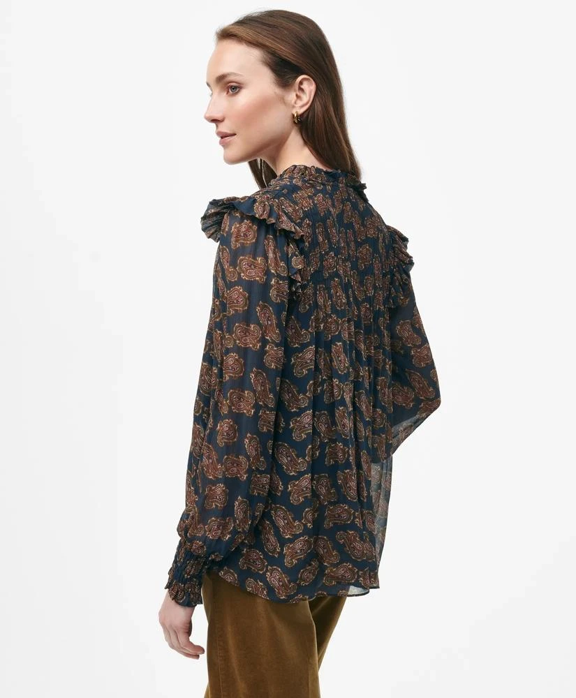 Brooks Brothers Ruffle Detail Tie-Neck Blouse in Paisley Chiffon with Removable Camisole 4