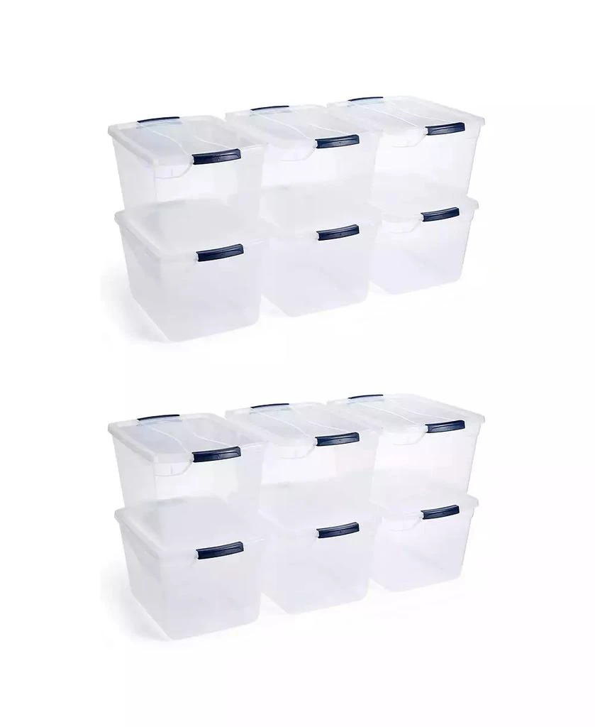 Rubbermaid Cleverstore 30 Quart Plastic Storage Tote Container w/ Lid (12 Pack)