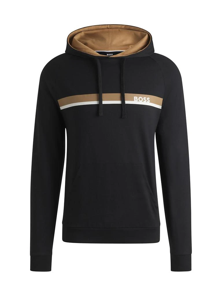 Hugo Boss Cotton-Terry Hoodie with Stripe Print 1