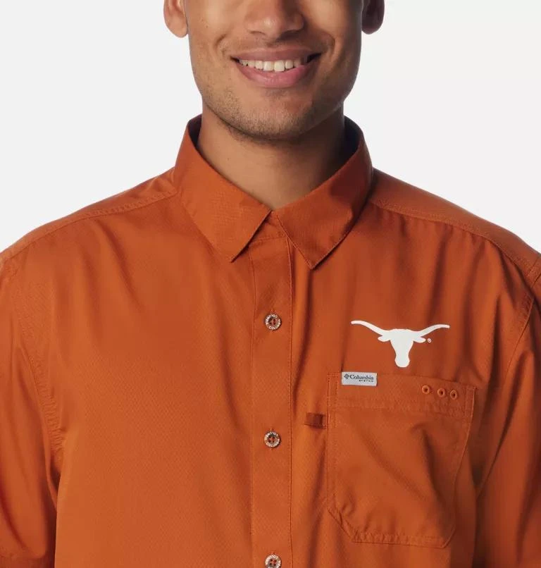 Columbia Columbia Men's Collegiate PFG Slack Tide  Camp Shirt - Texas- 4