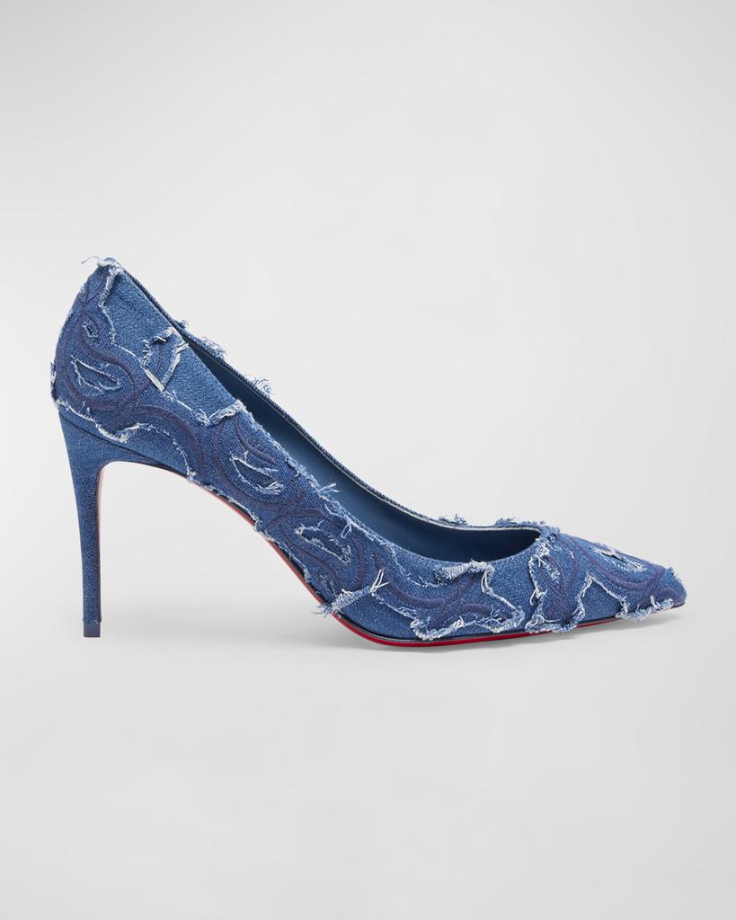 Christian Louboutin Kate Distressed Denim Red Sole Pumps