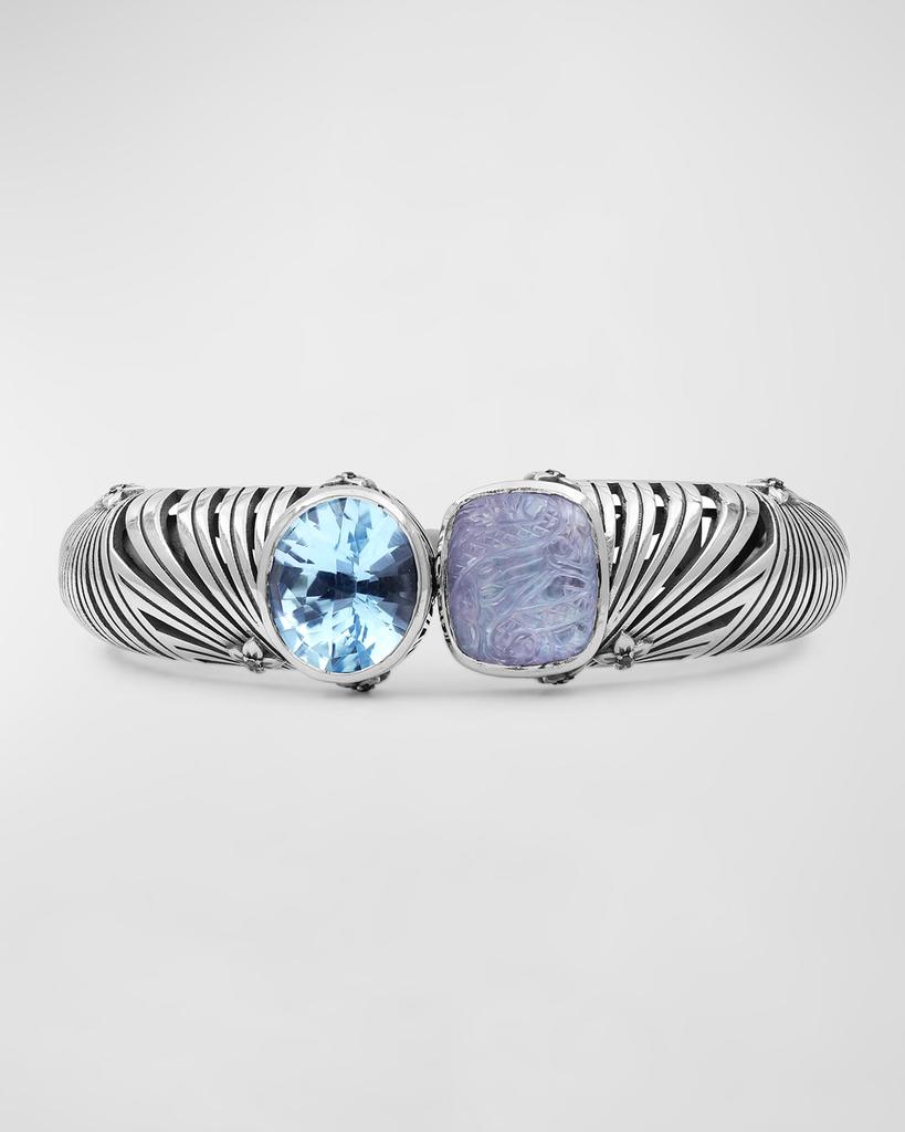 Stephen Dweck Topaz, Quartz, Mother-of-Pearl and Green Agate Bangle in Sterling Silver