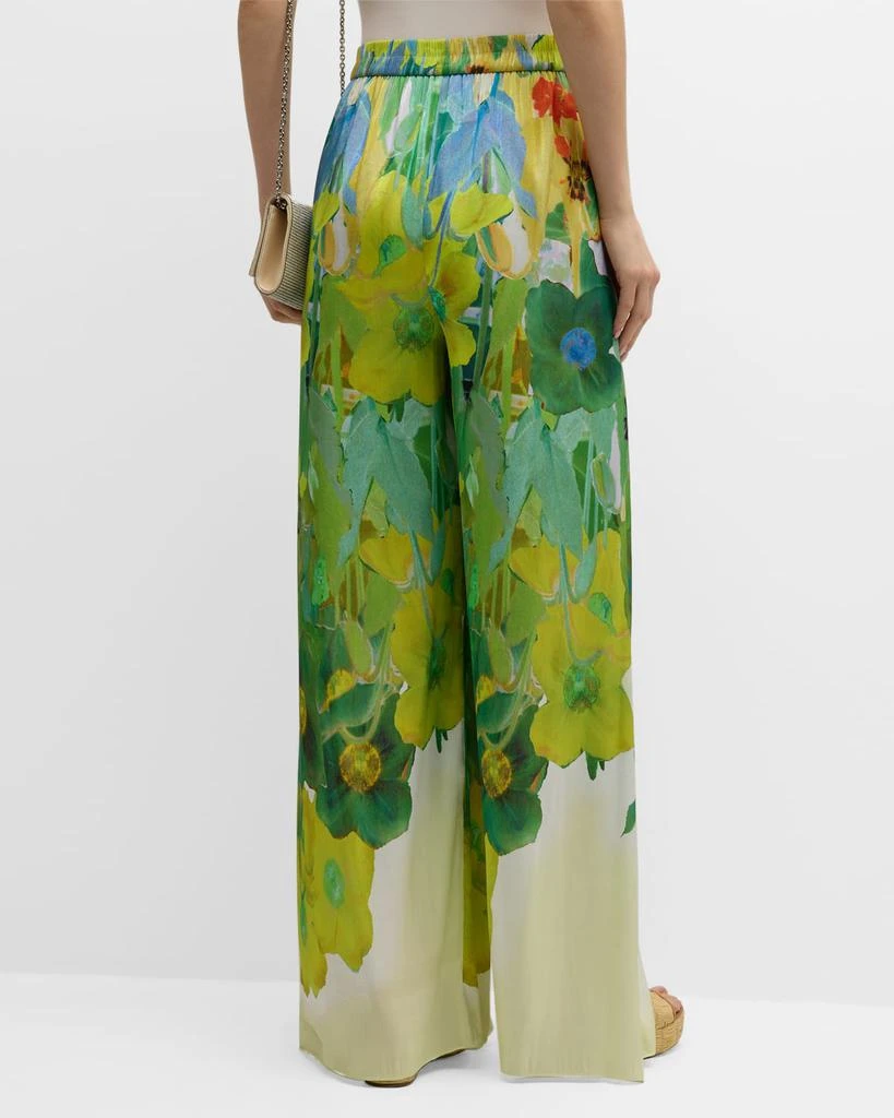Kobi Halperin Alessia Pleated Side-Slit Floral-Print Pants 6