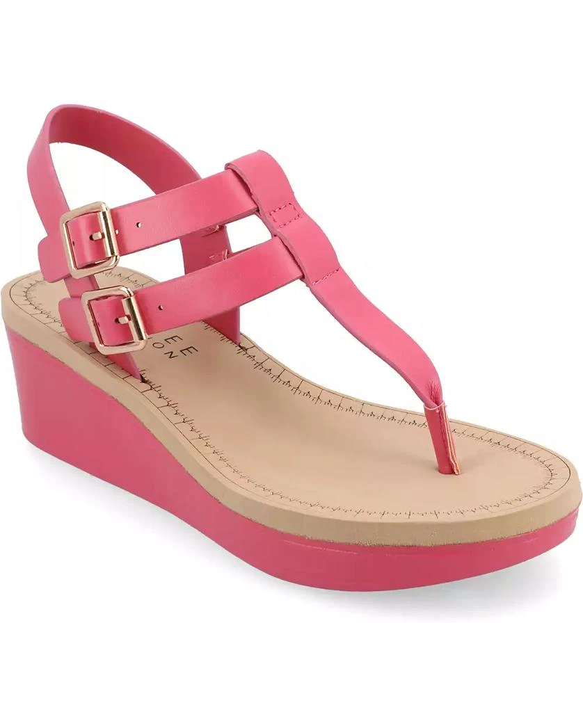 Journee Collection Women's Bianca Double Buckle Platform Wedge Sandals 1