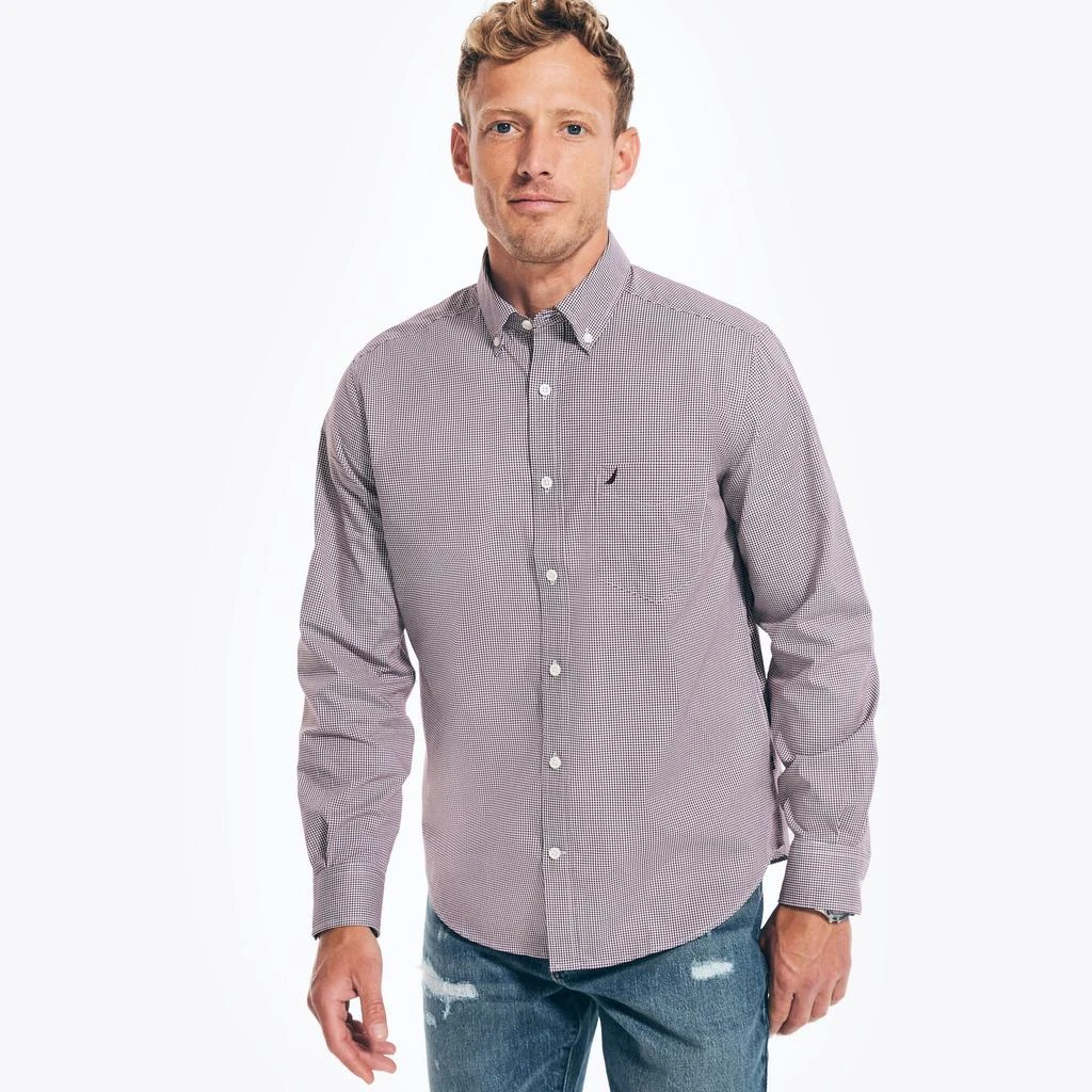 Nautica Nautica Mens Wrinkle-Resistant Plaid Wear To Work Shirt