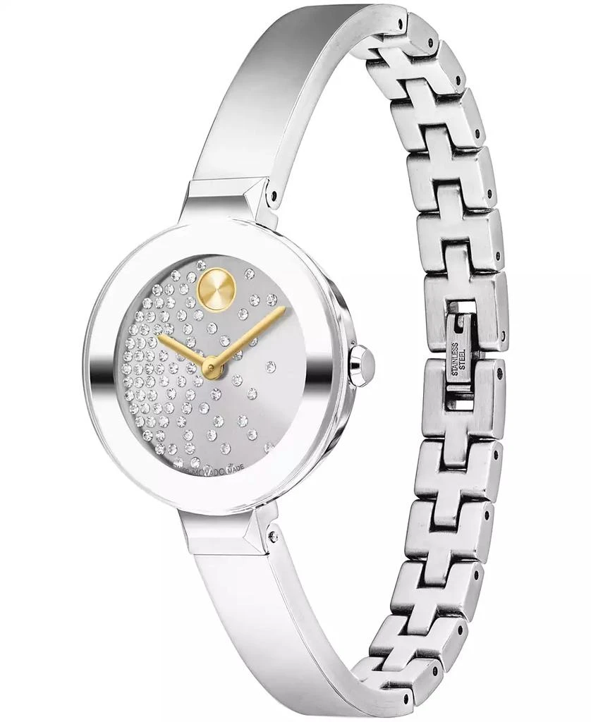 Movado Women's Bold Bangles Swiss Quartz Silver-Tone Stainless Steel Watch 28mm 2