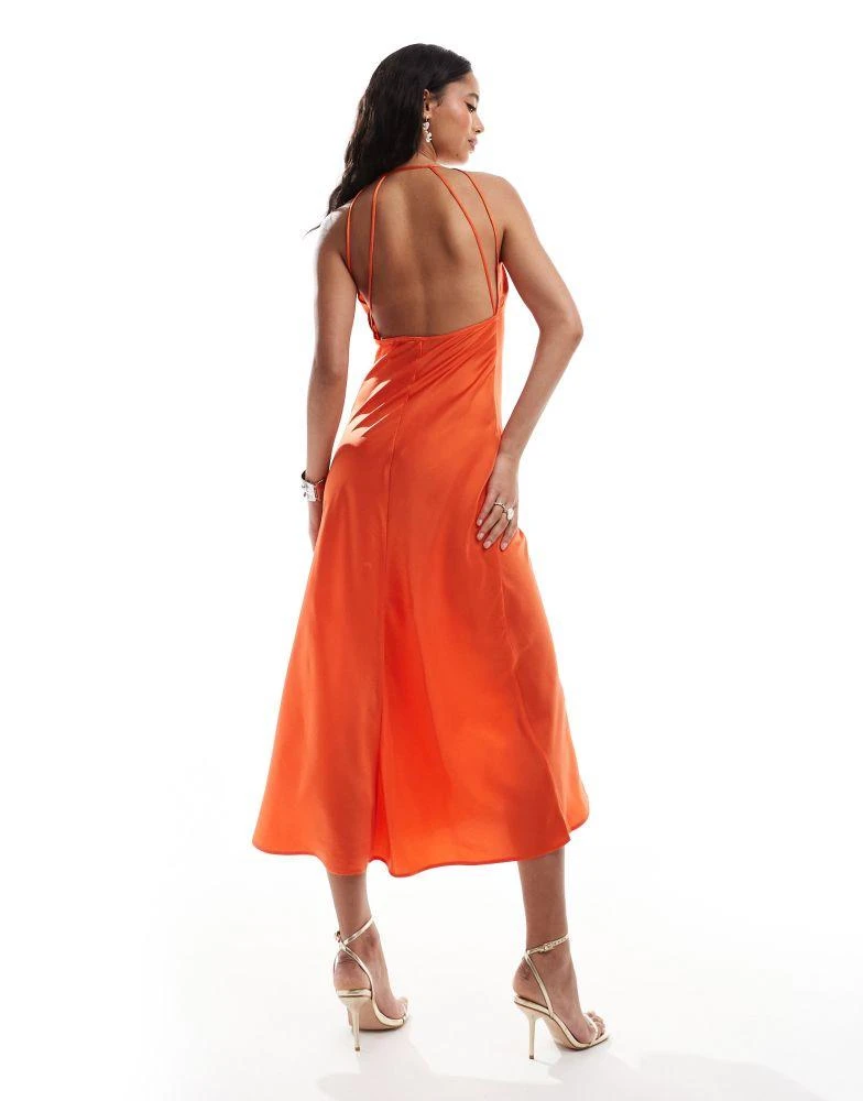 New Look New Look open back satin maxi dress in red 2
