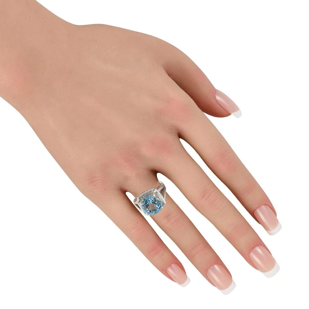 LB Exclusive Platinum 0.75ct Diamond and Aquamarine Ring MF39-122325 3