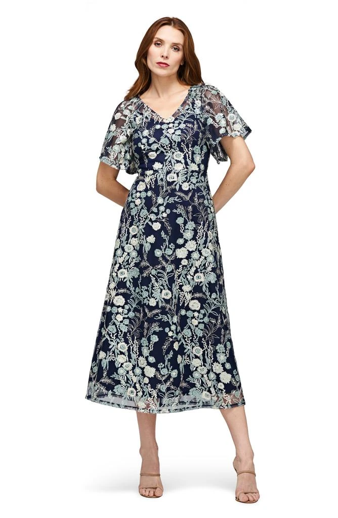 JS Collections Elsie Floral Embroidered Midi Dress 3