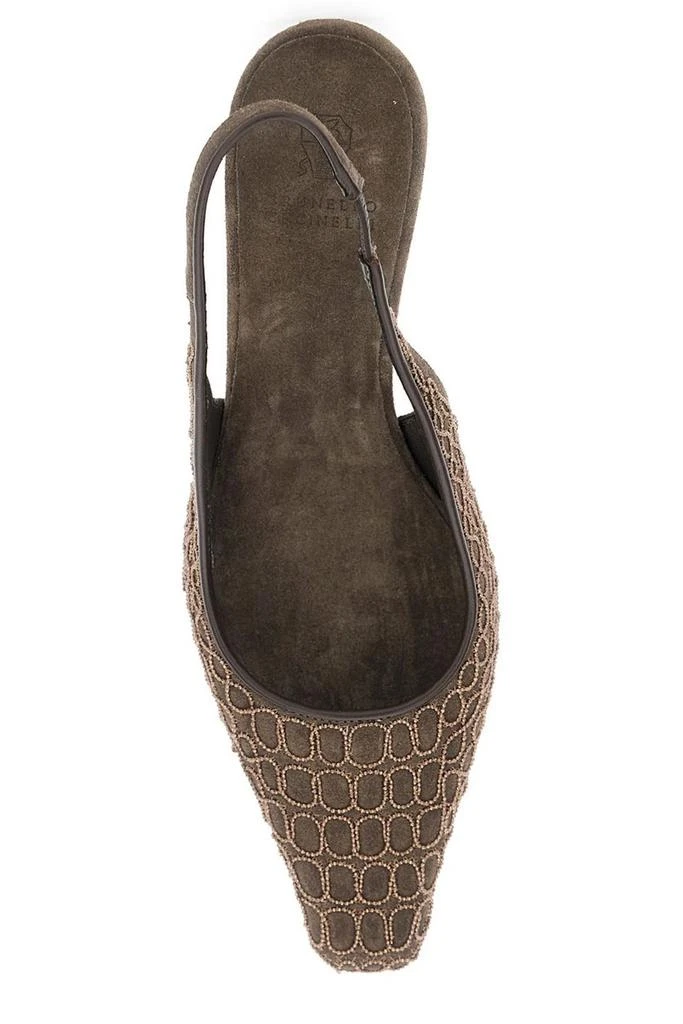 Brunello Cucinelli Brunello Cucinelli The City Slingback Pointed-Toe Pumps 4