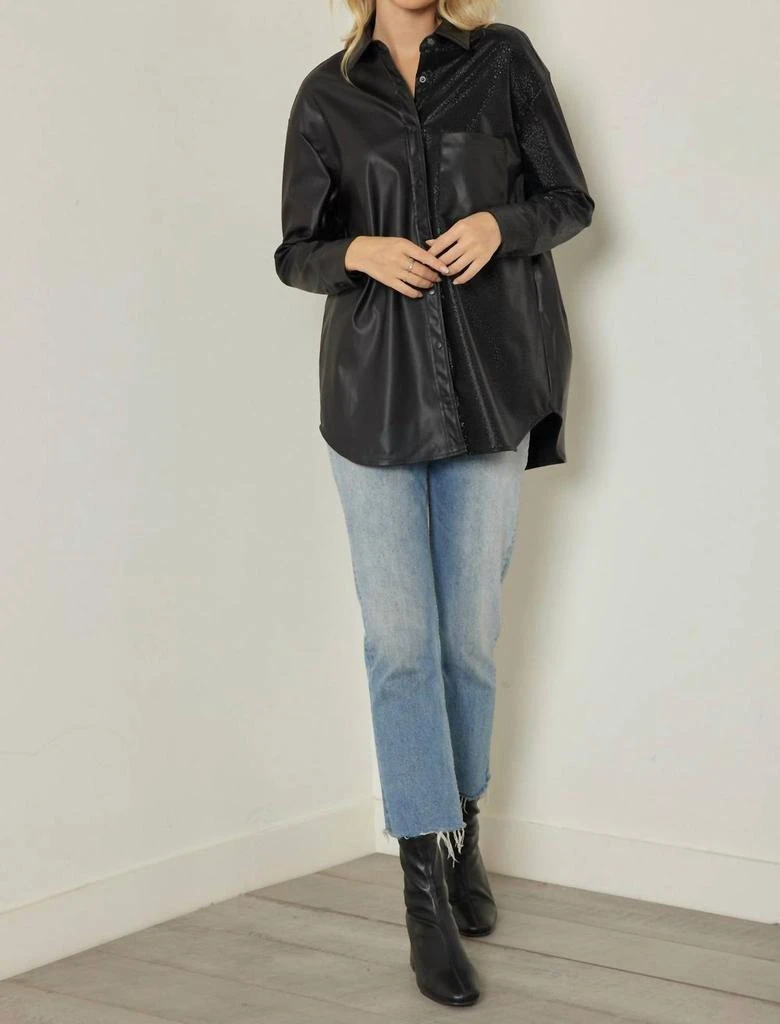 entro Entro - Faux Leather Button Up Shirt