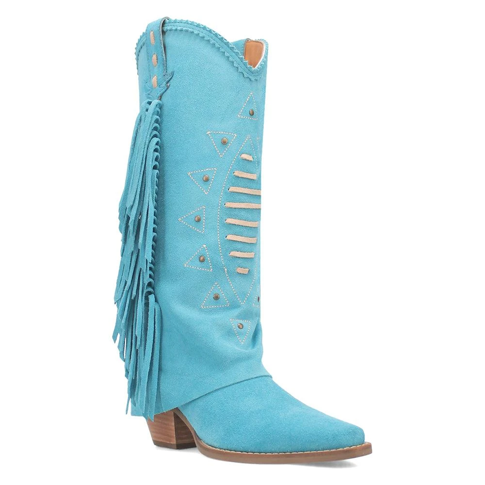Dingo Spirit Trail Studded Embroidered Fringe Snip Toe Pull On Cowboy Boots 2