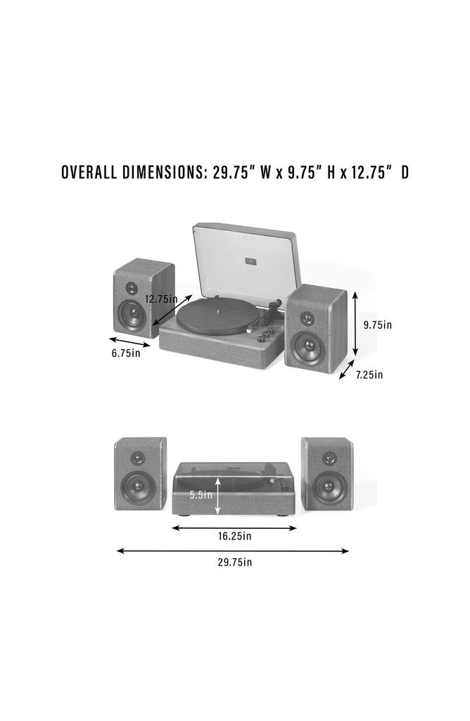 Crosley Nocturne Bluetooth® Record Player & Speakers 4