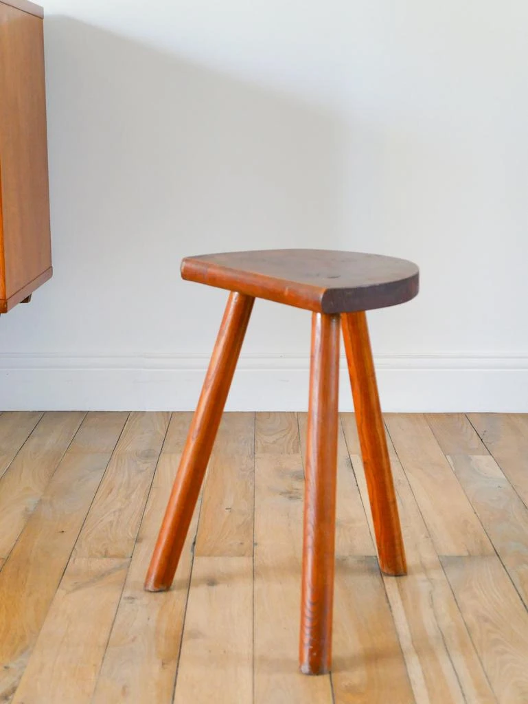 Mushroom Studio Tabouret Tripode Demi-Lune En Bois - Brutaliste - 1950 1