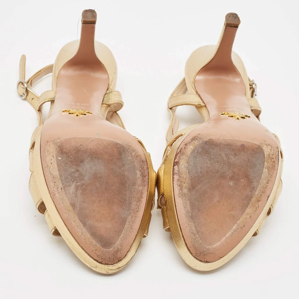 Prada Prada Gold Leather Slingback Sandals Size 38.5 6