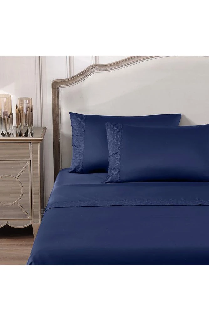 Pure Parima 500 Thread Count 100% Certified Egyptian Cotton Sateen Embroidered 4-Piece Hira Sheet Set 8