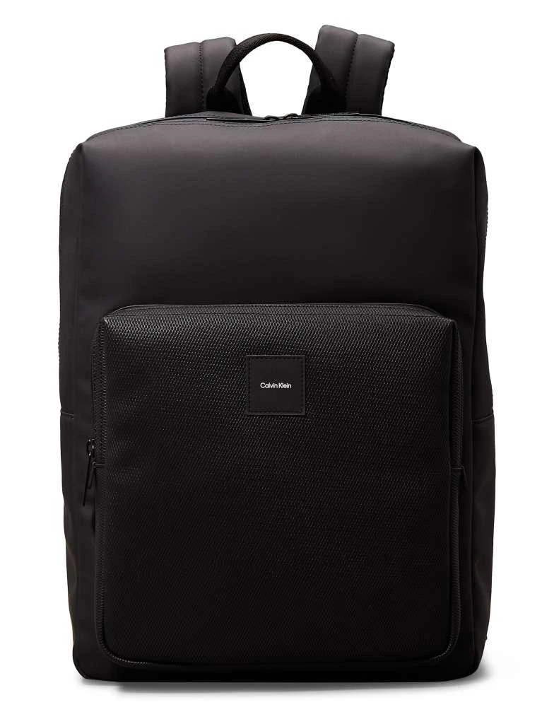 Calvin Klein Calvin Klein Square backpack in black rubberized 1