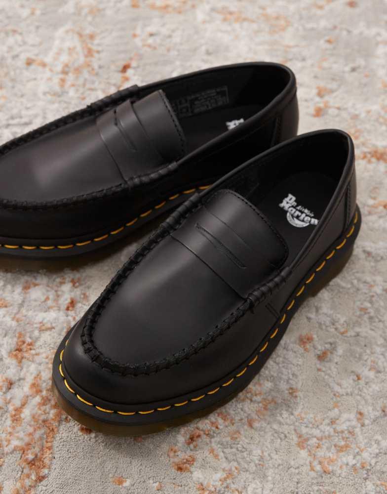 Shop Dr Martens unisex Penton loafers in black smooth on Sale at