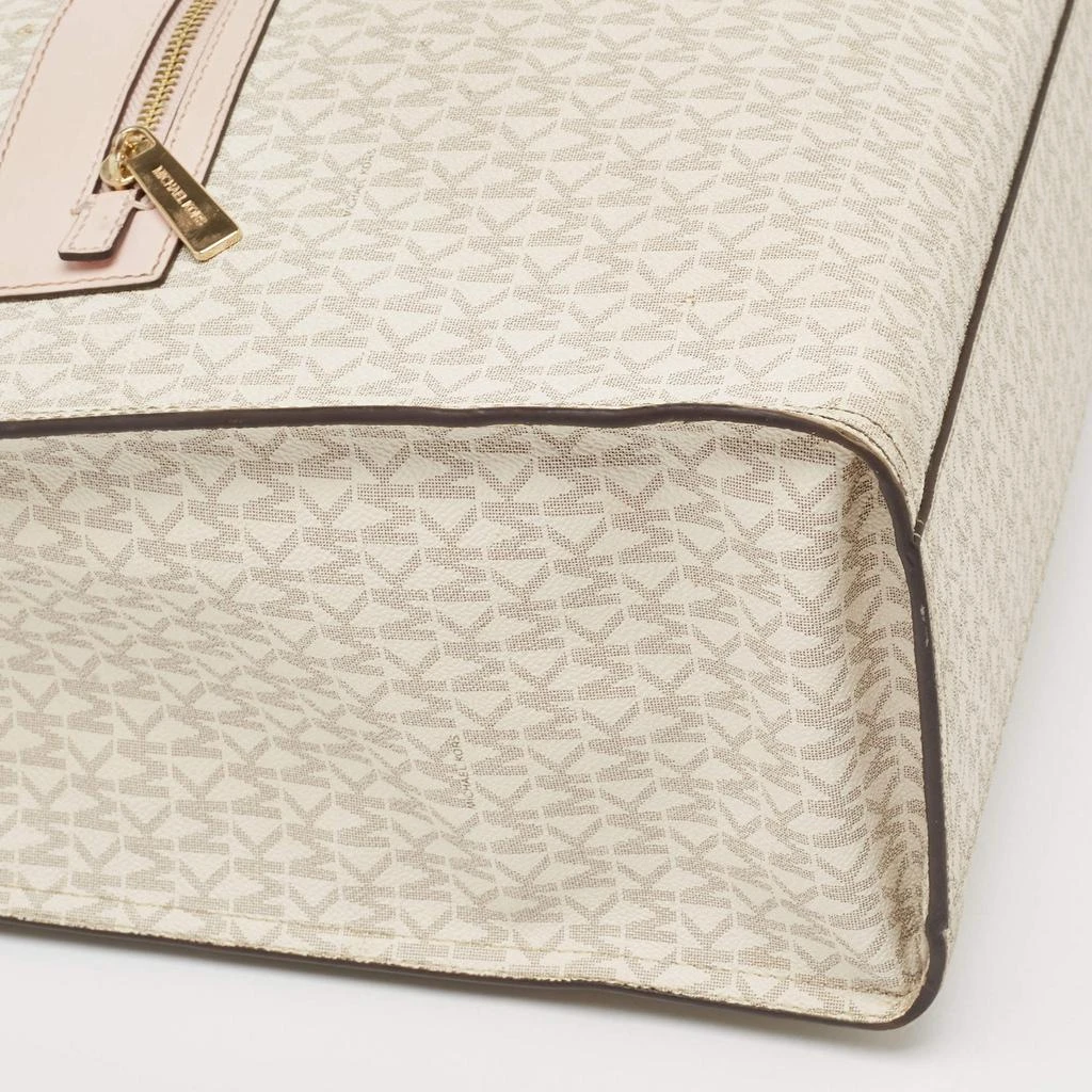 Michael Kors Michael Kors Off White/Pink Signature Coated Canvas Large Kenly Tote 12