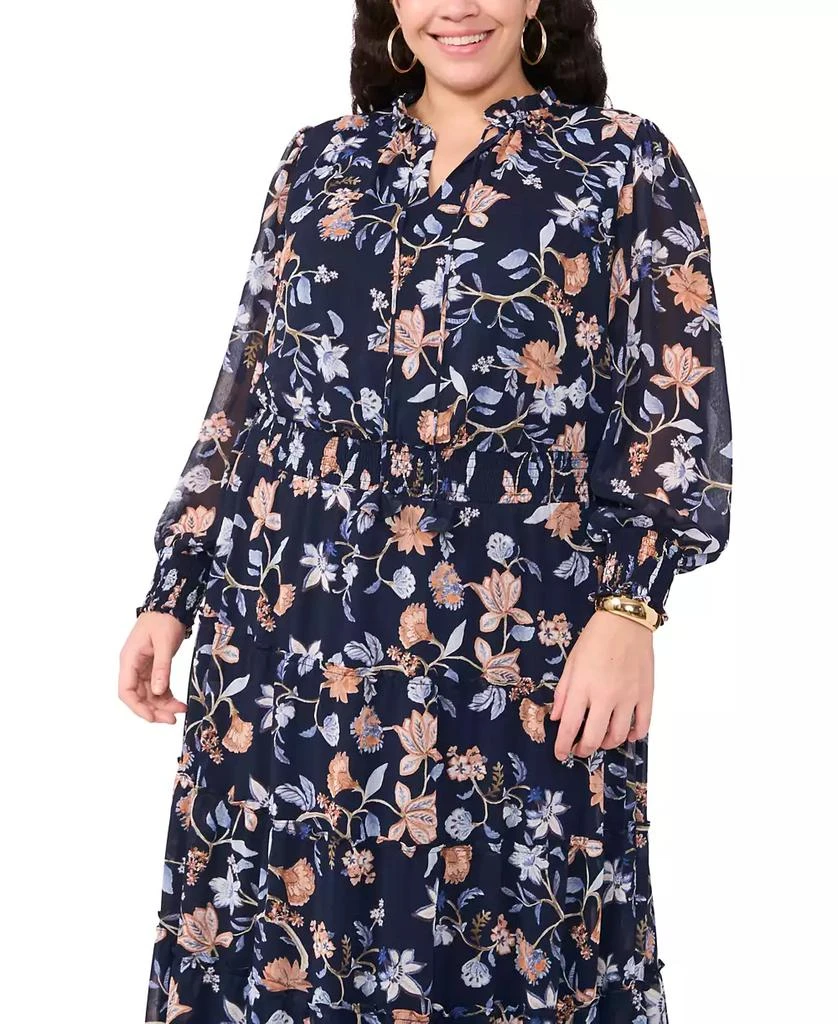 MSK Plus Size Floral-Print Tiered-Skirt Maxi Dress 3