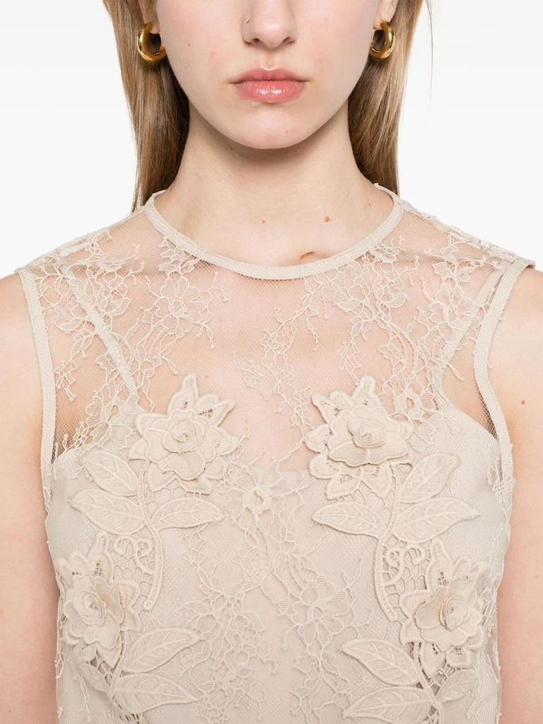 florian lace midi dress in white White Embroidered Lace A Line Midi Dress