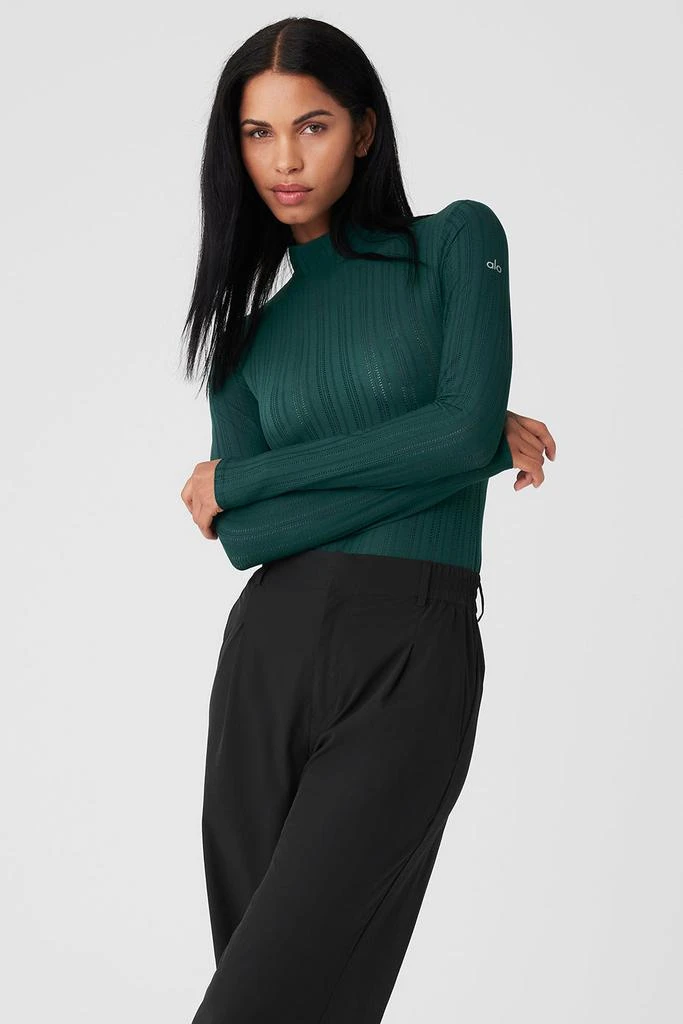 Alo Euphoria Long Sleeve Bodysuit - Midnight Green 4
