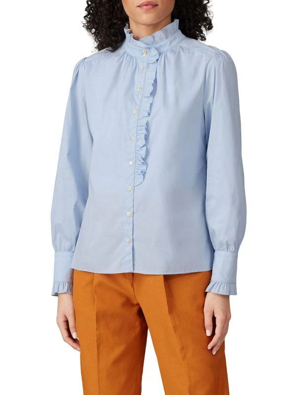 Equipment Highneck Ruffle Trim Shirt 1