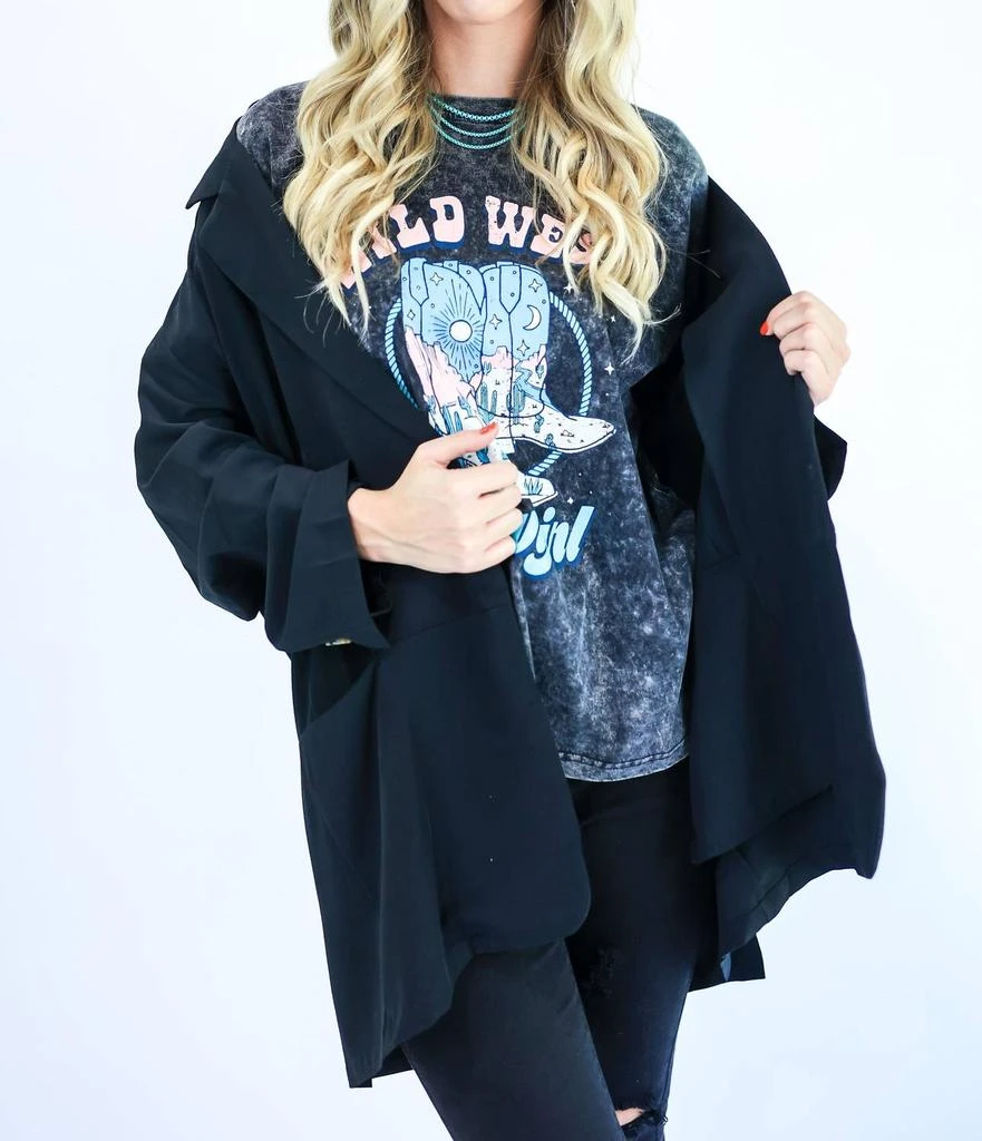 DAVI 
DANI Romantic Story Tunic Blazer In Black