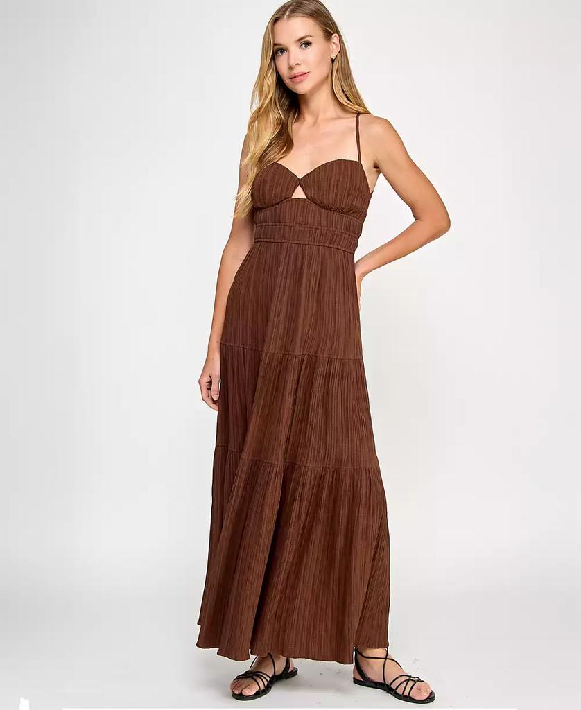 City Studios Juniors' Textured Keyhole Strappy Maxi Dress