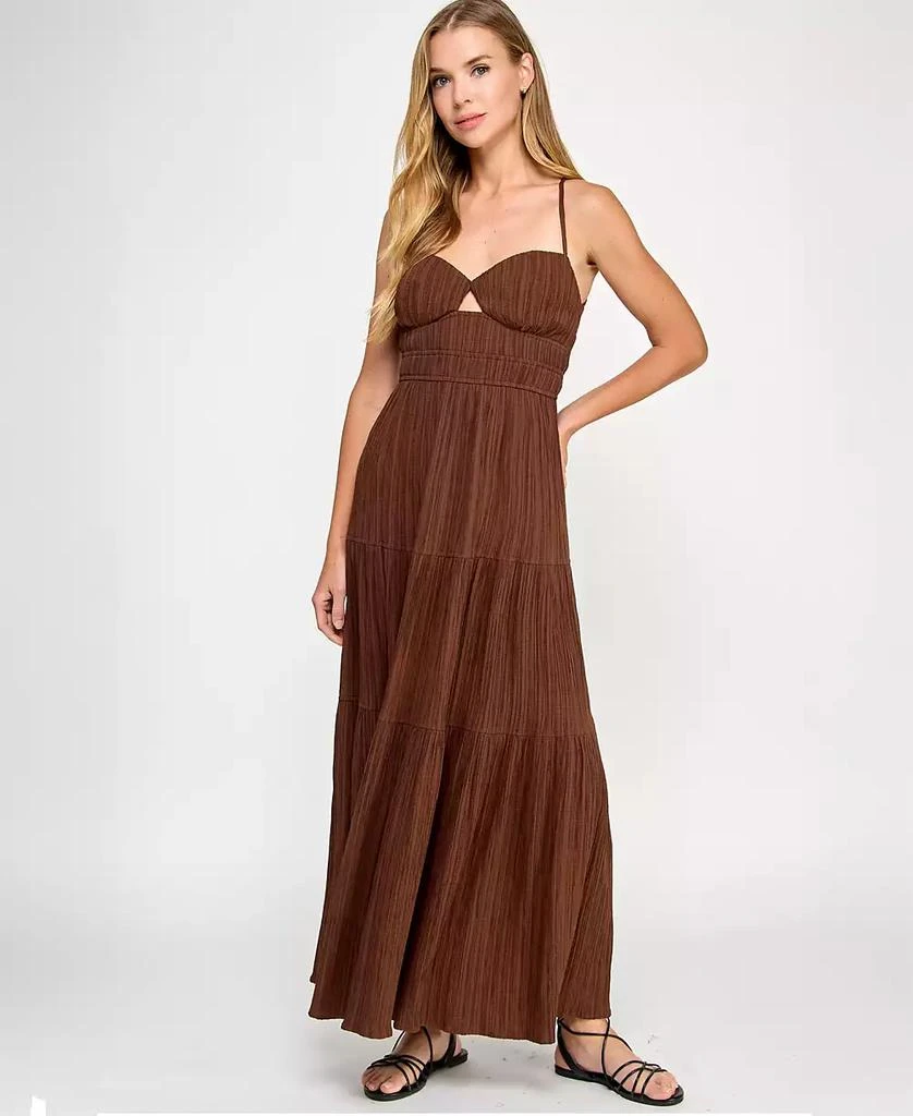City Studios Juniors' Textured Keyhole Strappy Maxi Dress 1