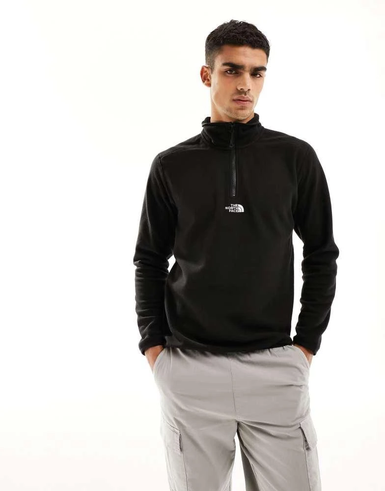 The North Face The North Face Glacier 1/4 zip central logo fleece in black 1