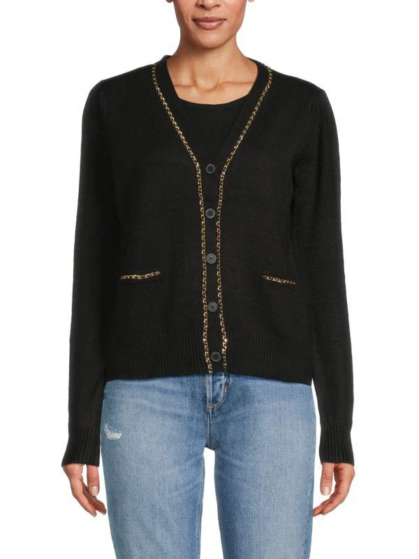 NINETY CLOTHING CO Chain Trim Cardigan 1
