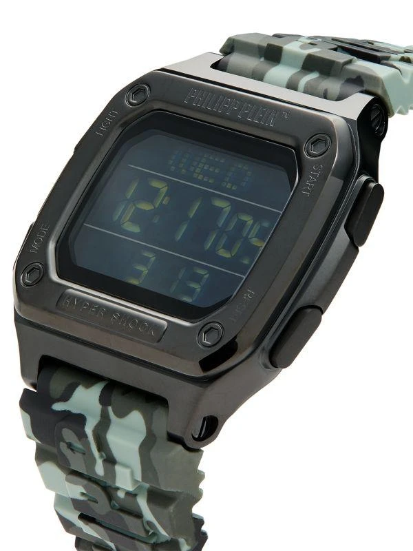 Philipp Plein Hyper Shock 44MM IP Black Stainless Steel & Silicone Strap Digital Watch 2