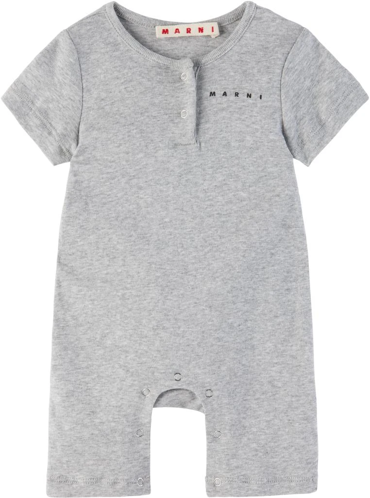 Marni Baby Gray Printed-Logo Jumpsuit 1