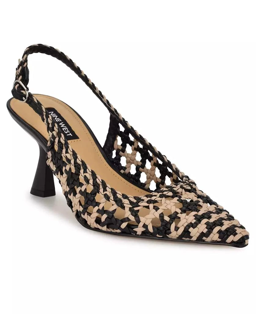 Nine West Women's Madalene Woven Slingback Kitten Heel Pumps 1