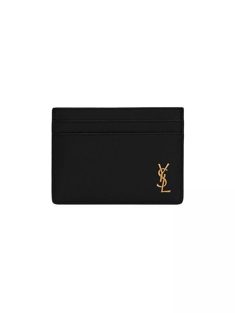 Yves Saint Laurent Tiny Cassandre Card Case in Grained Leather 1
