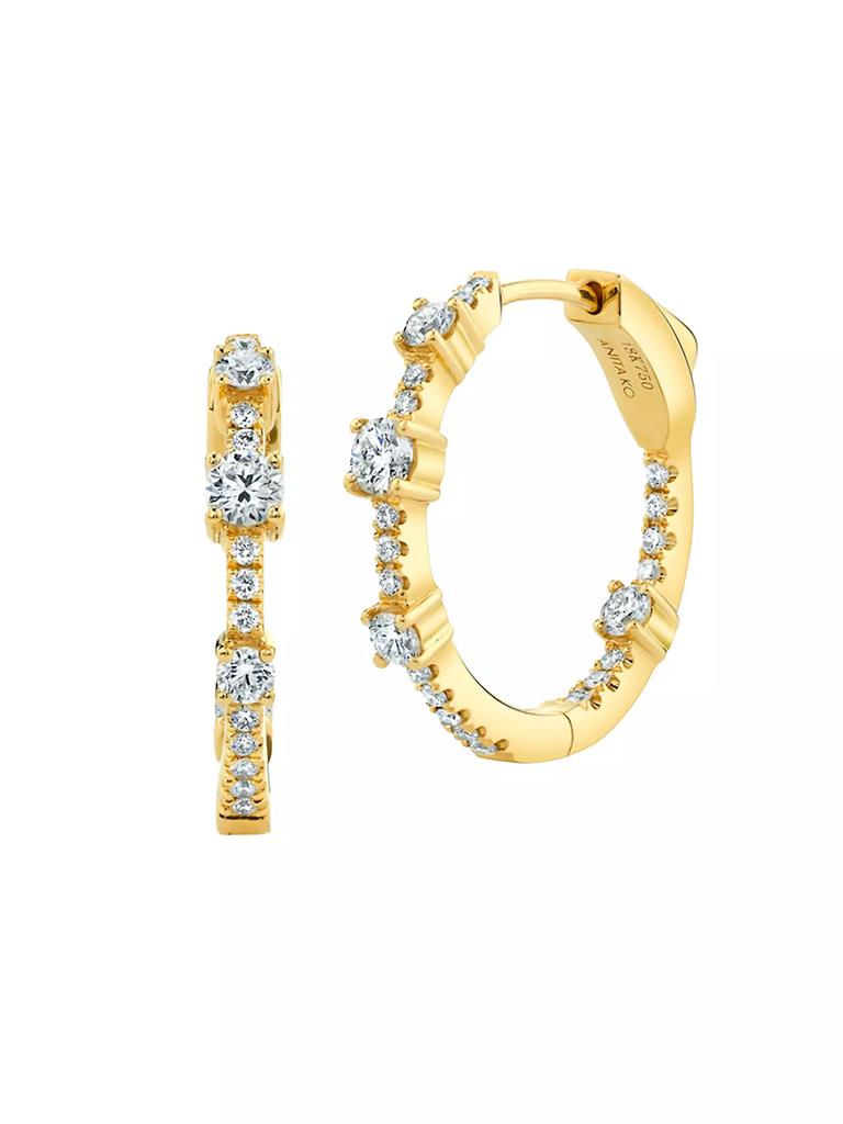 Anita Ko 18K Yellow Gold & Diamond Inside-Outside Collins Medium Hoop Earrings