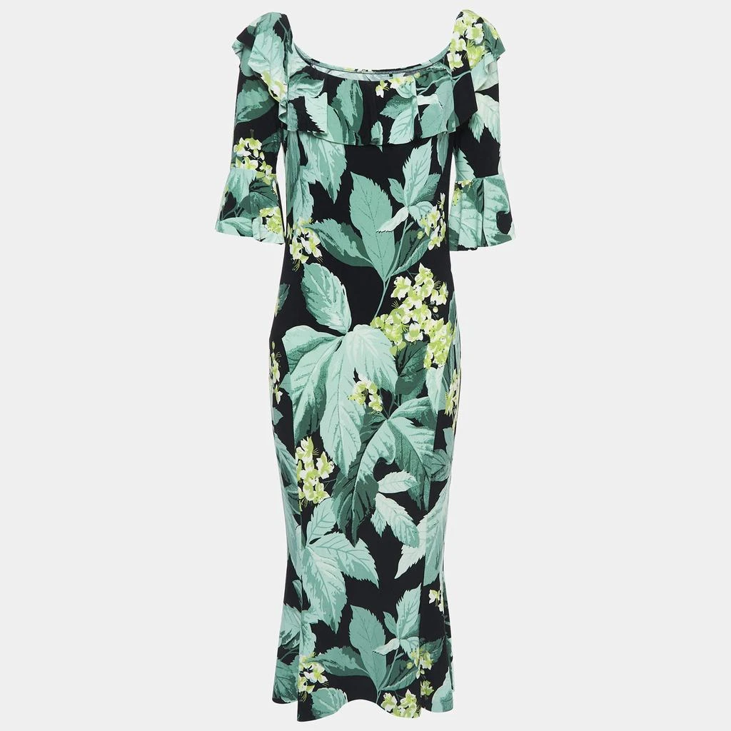 Norma Kamali Norma Kamali Green leaf Printed Jersey off-shoulder Fishtail  Dress L - Dresses & Skirts - Free Shipping - BeyondStyle