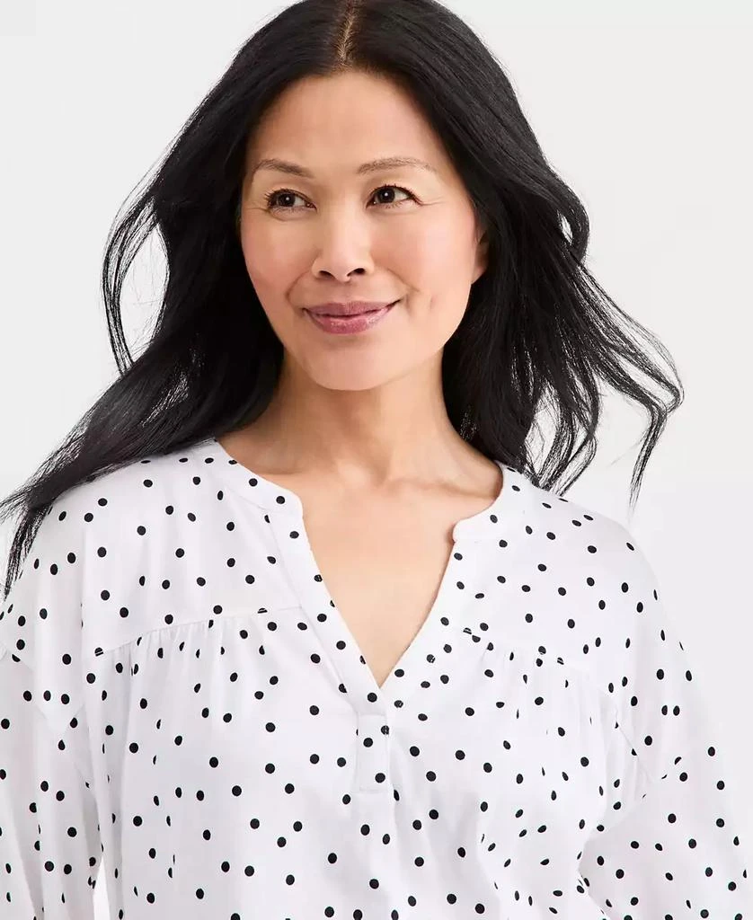 Style 
Co Women
s Printed 3/4 Sleeve Split-Neck Top, Macy
s Exclusive 3