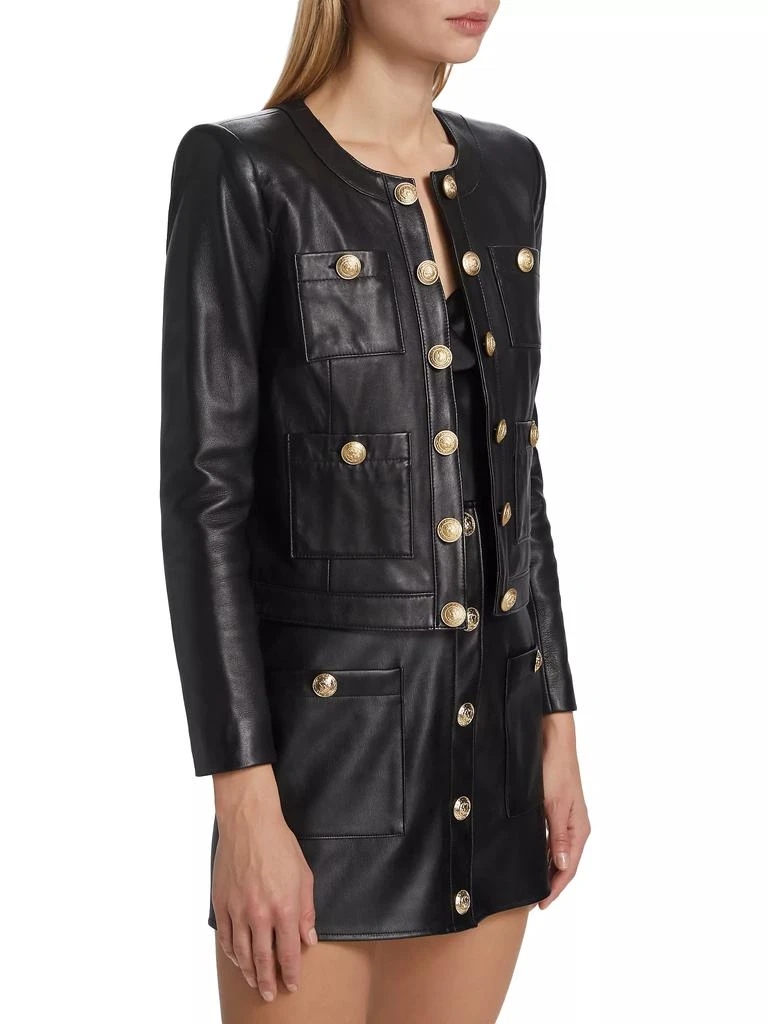L'Agence Jayde Collarless Leather Jacket 4