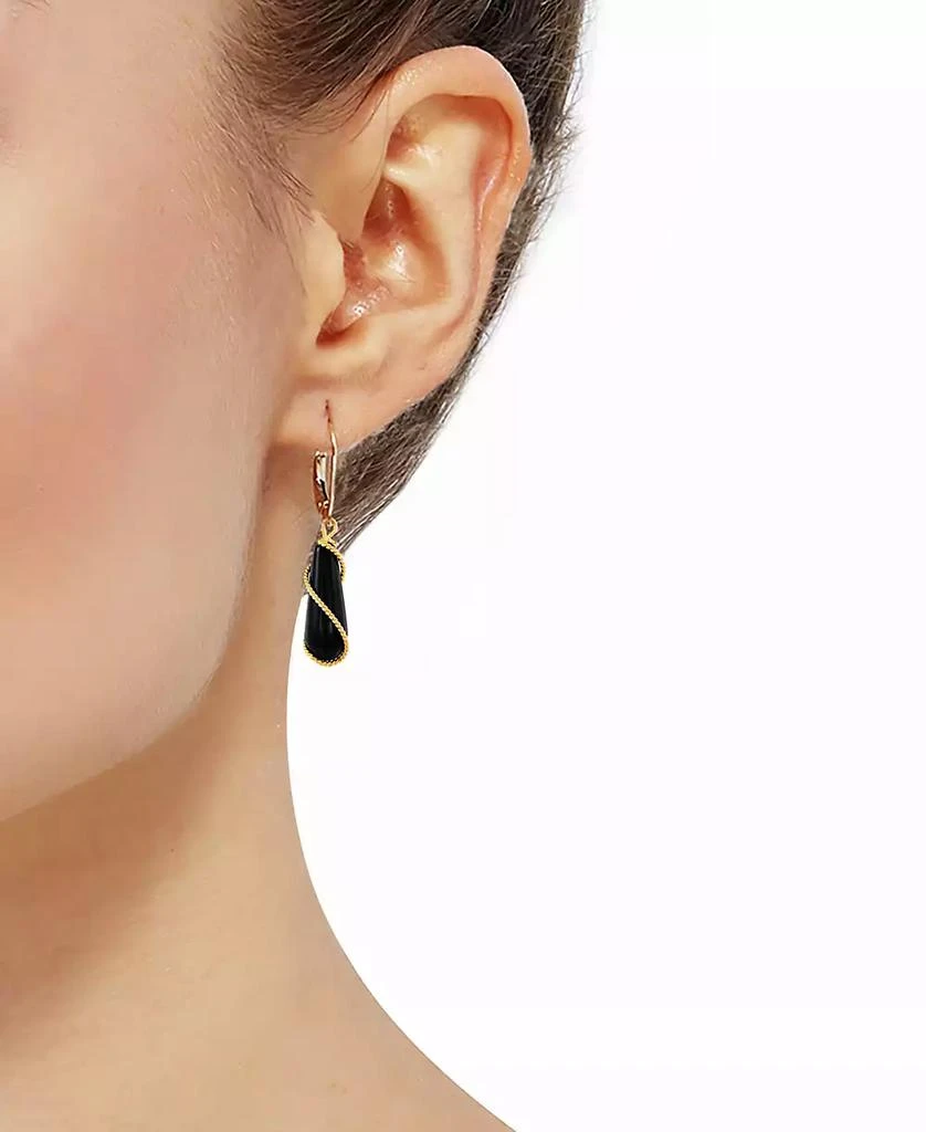 Macy's Onyx Wire-Wrap Leverback Drop Earrings in 10k Gold 2