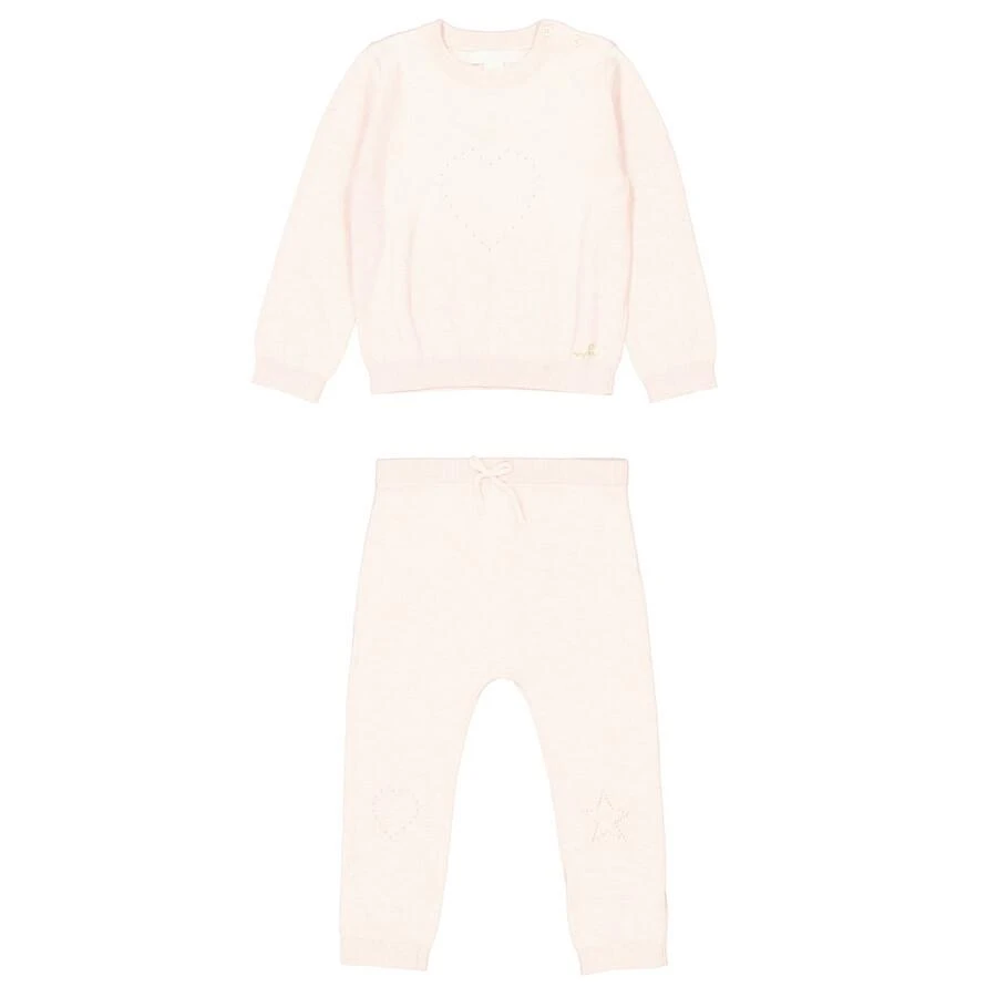 Marie Chantal Infant Perforated-Detail Two-Piece Heart Crawler Set 1